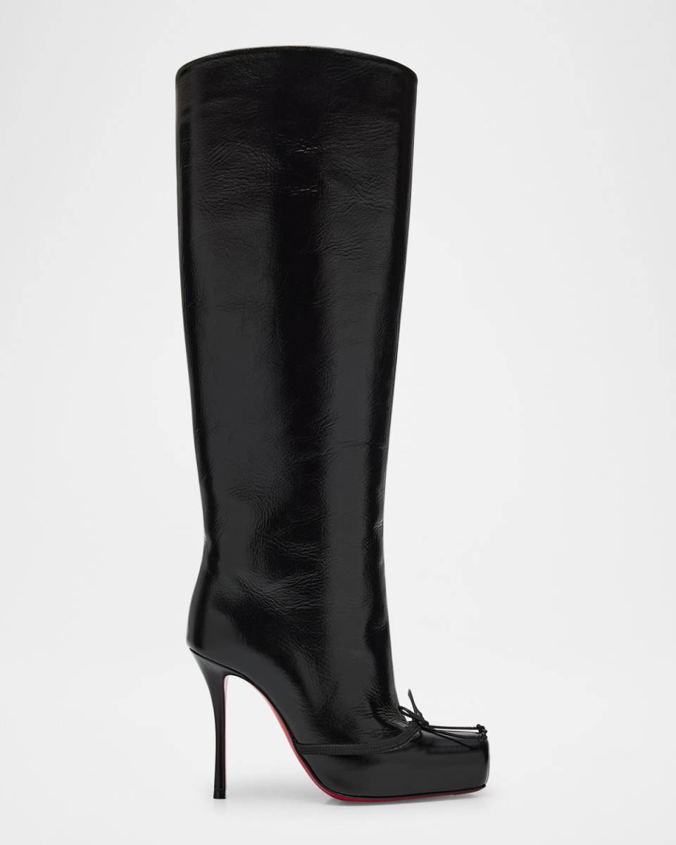 100mm Cassia Nodo Leather Knee Boots